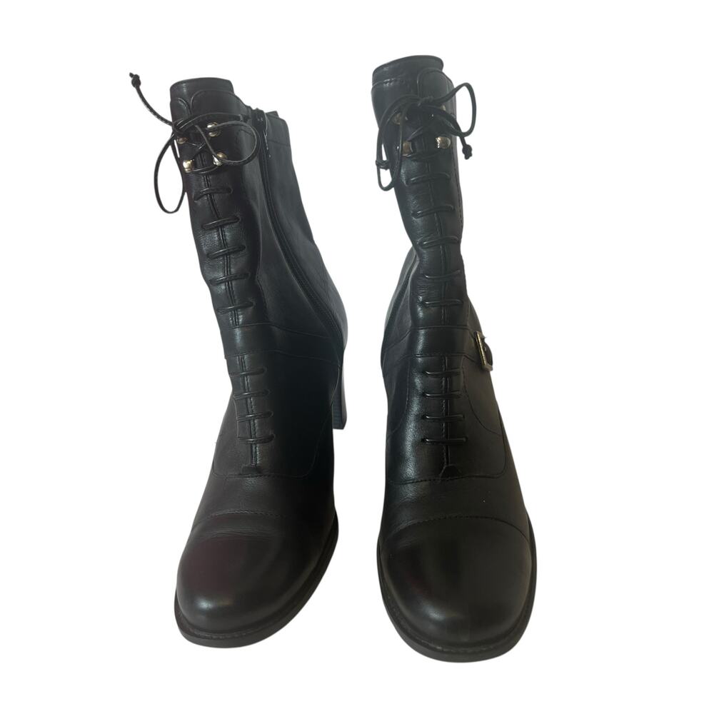 Vintage Naturalizer Black Leather Heeled Granny Ankle Boots Size 9 - Picture 2 of 12